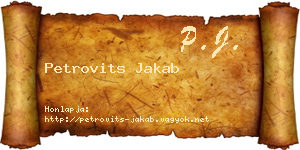 Petrovits Jakab névjegykártya